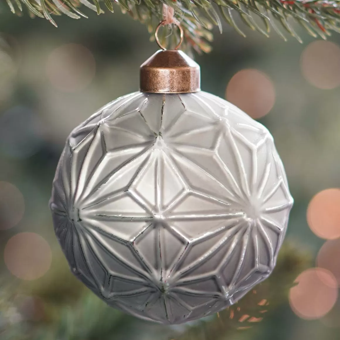 It's all about Christmas Extraordinary Baubles | Christmas Baubles By Colour-Christmas Bauble With Embossed Decoration | Glass | Cottage Green | 8 Cm