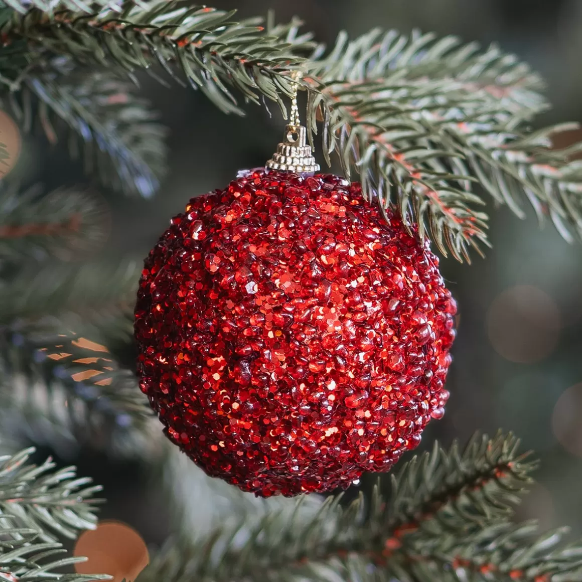 It's all about Christmas Extraordinary Baubles | Christmas Baubles By Colour-Christmas Bauble With Sequins 8 Cm Christmas Red