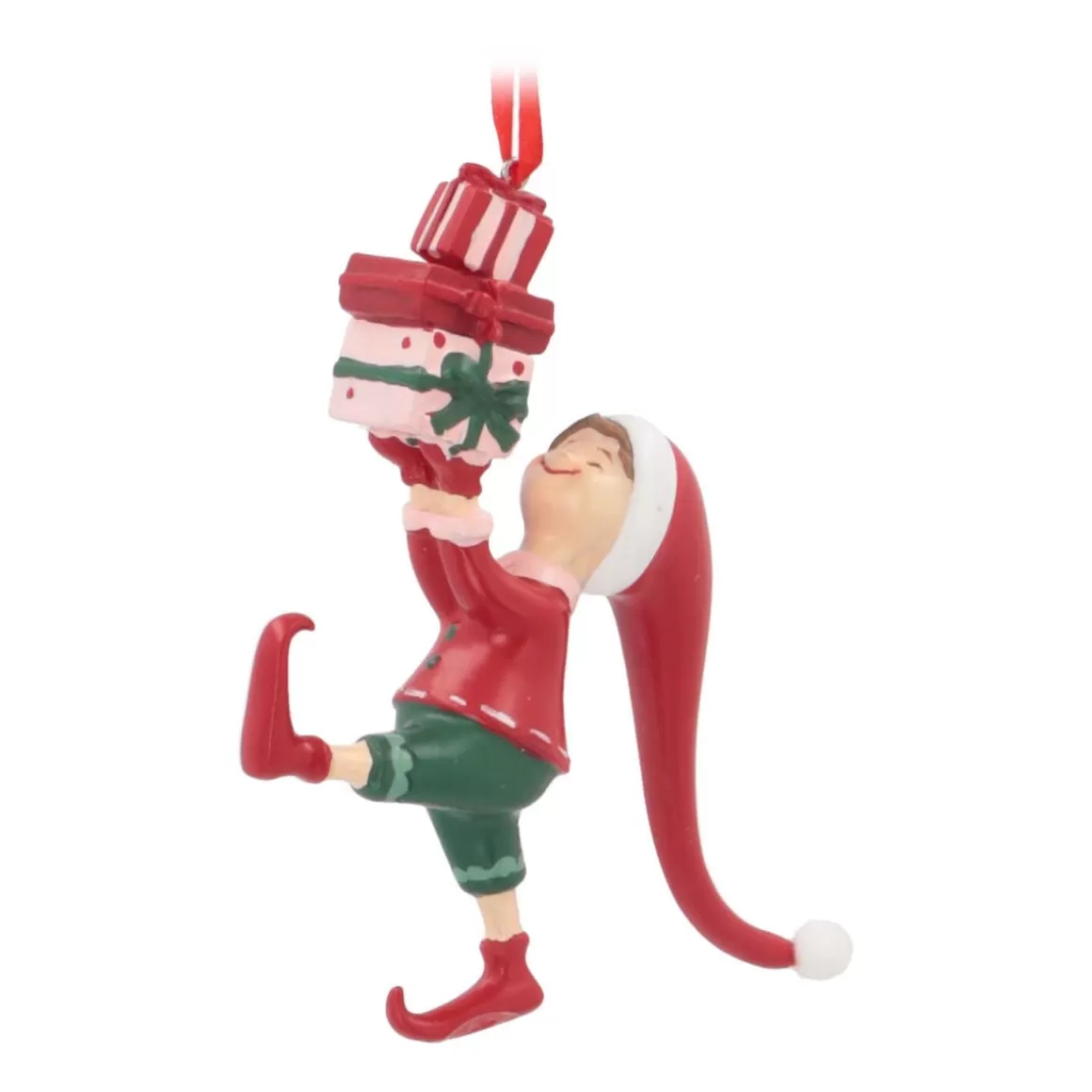 It's all about Christmas Christmas Ornaments-Christmas Elf With Gifts Hanger | Polyresin | 13cm