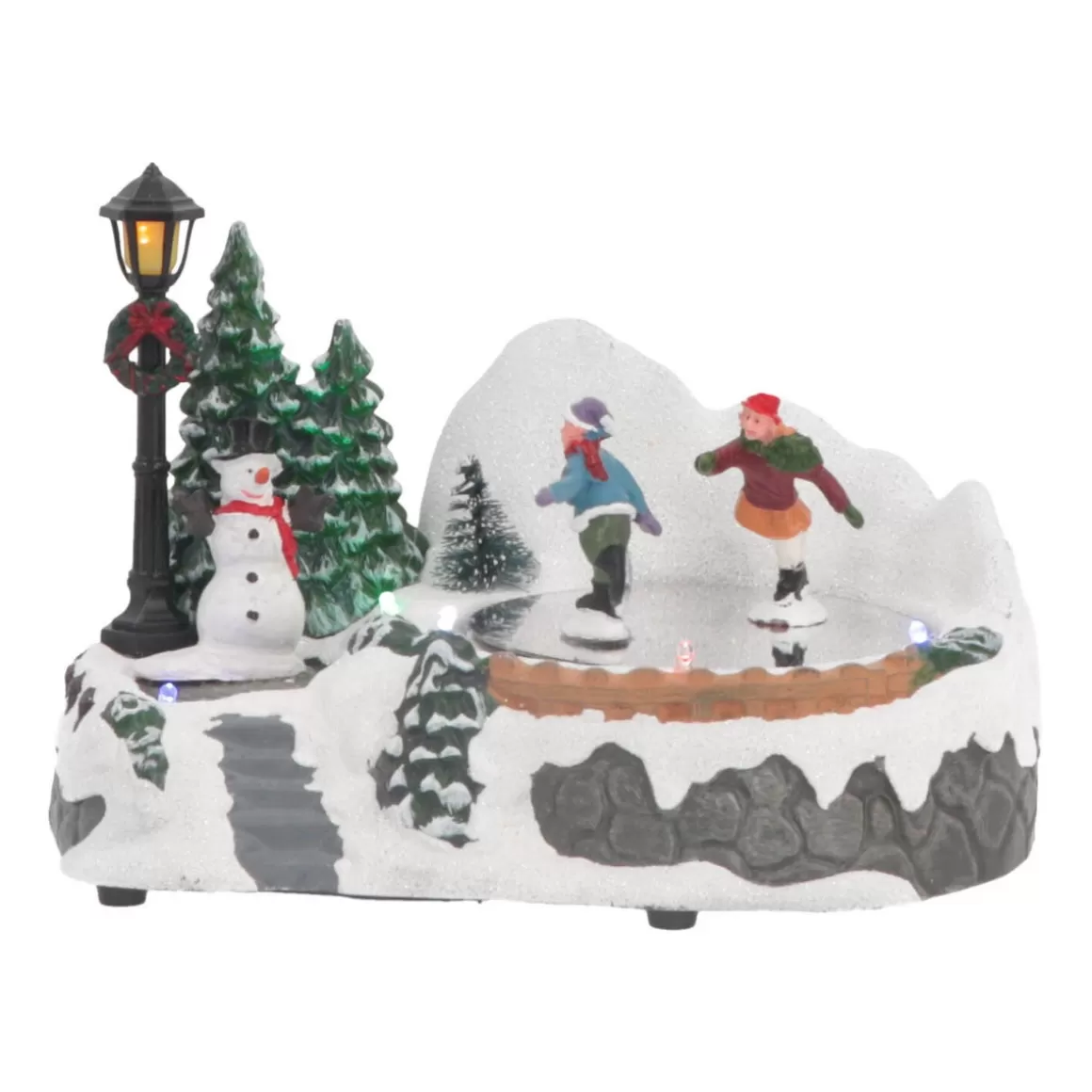 It's all about Christmas All Christmas Decorations | Christmas Houses In All Shapes And Sizes-Christmas Figurine Ice Skating 18 Cm, Music & LED