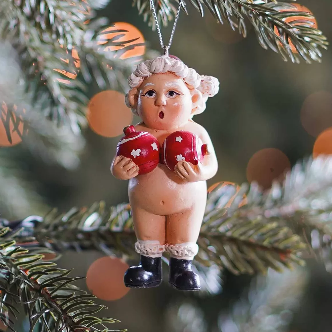 It's all about Christmas Christmas Ornaments-Christmas Hanger Naked Mrs. Claus 9 Cm Polyresin