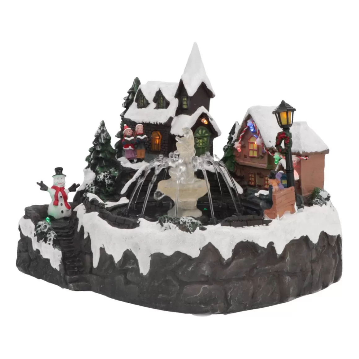 It's all about Christmas All Christmas Decorations | Christmas Houses In All Shapes And Sizes-Christmas House With Real Fountain, LED & Sound, 27,5cm