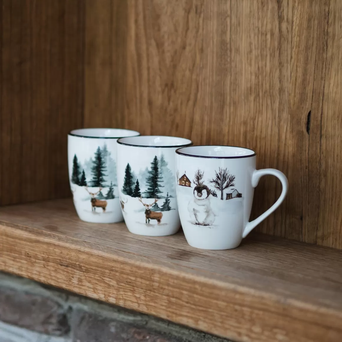 It's all about Christmas Home Accessories For Christmas-Christmas Mug With Deer And Gold Trim