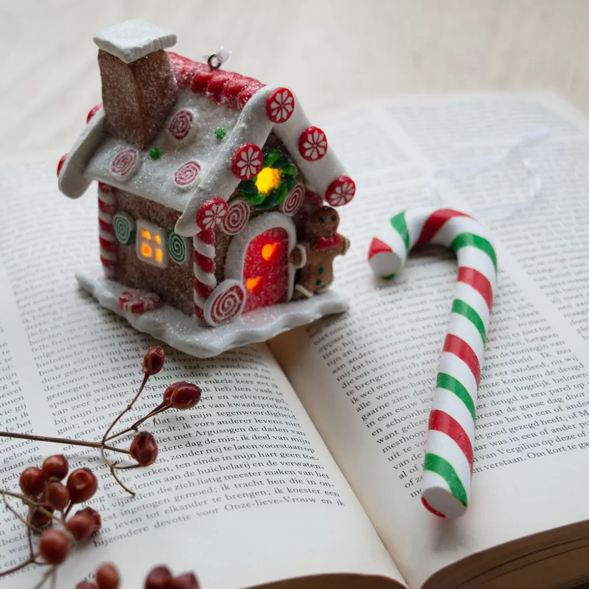 It's all about Christmas Christmas Ornaments-Christmas Ornament | Candy House With LED | Handmade | Batteries Incl.