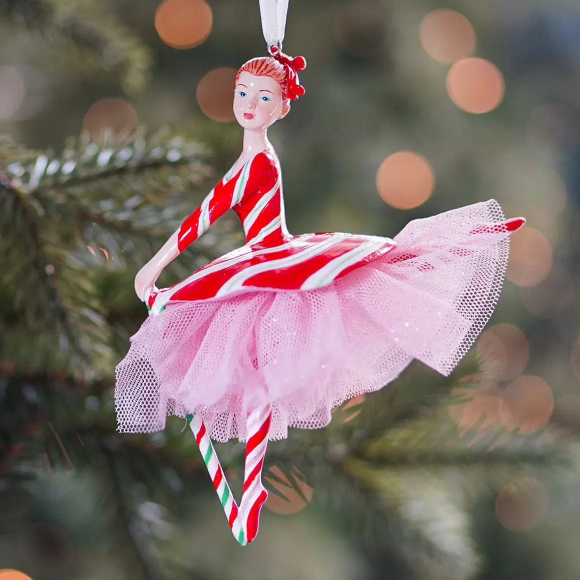 It's all about Christmas Christmas Ornaments-Christmas Ornament Ballerina With Candy Cane | Polyresin | 16cm