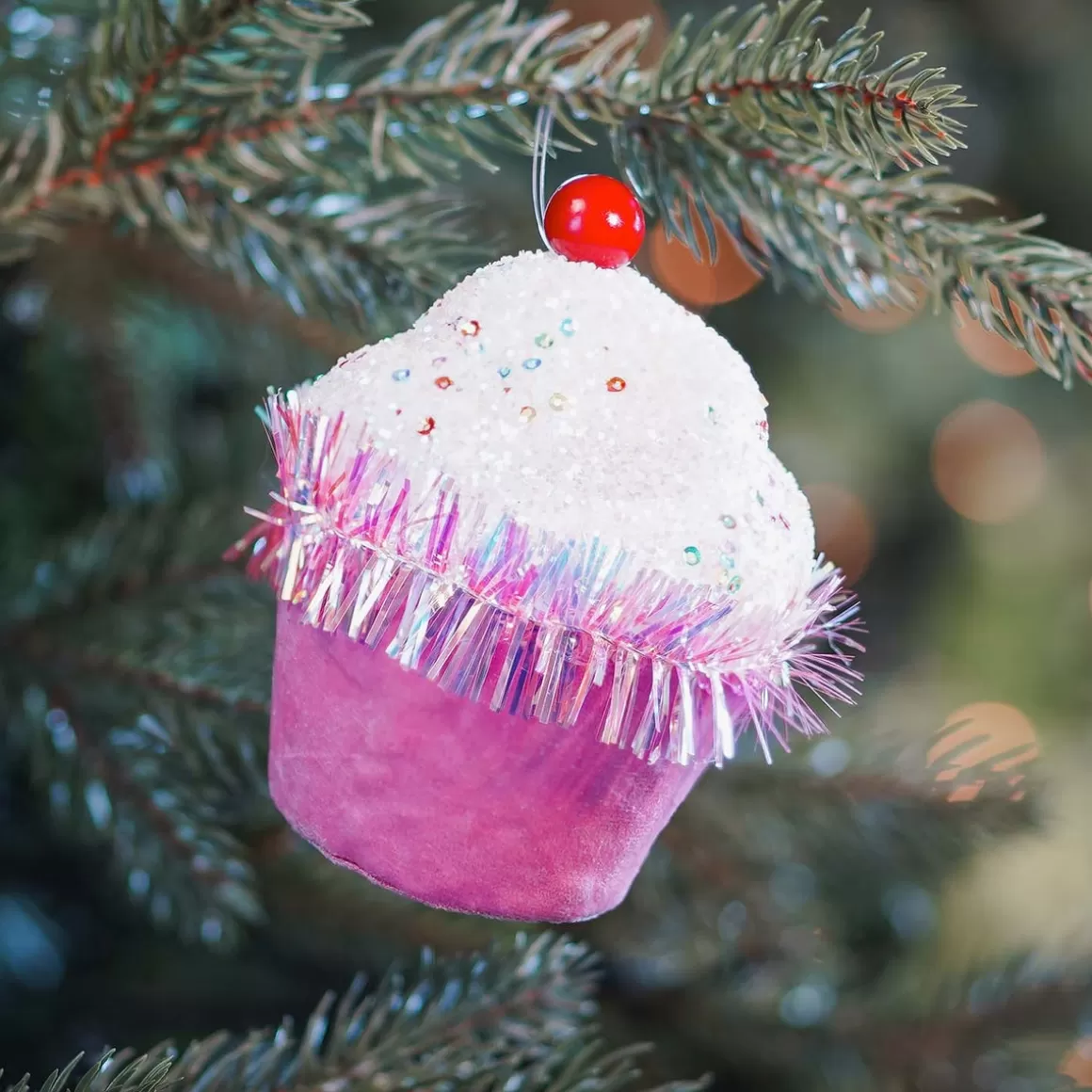 It's all about Christmas Christmas Ornaments-Christmas Ornament Cupcake | White Pink | 12 Cm