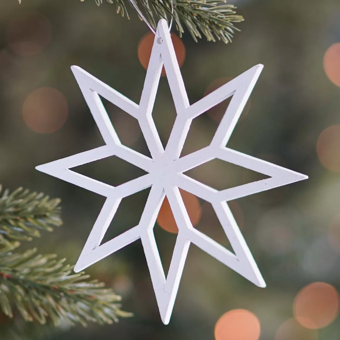 It's all about Christmas Christmas Ornaments-Christmas Ornament Geometric Star Wood 12 Cm White