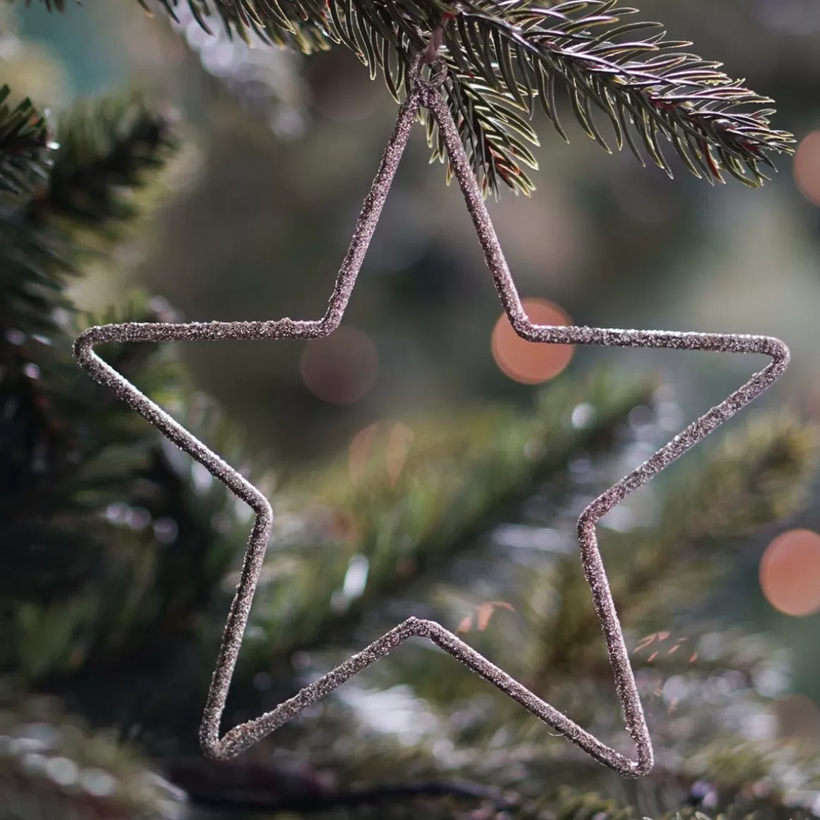 It's all about Christmas Christmas Ornaments-Christmas Ornament Metal Star With Beads | Champagne | 14cm