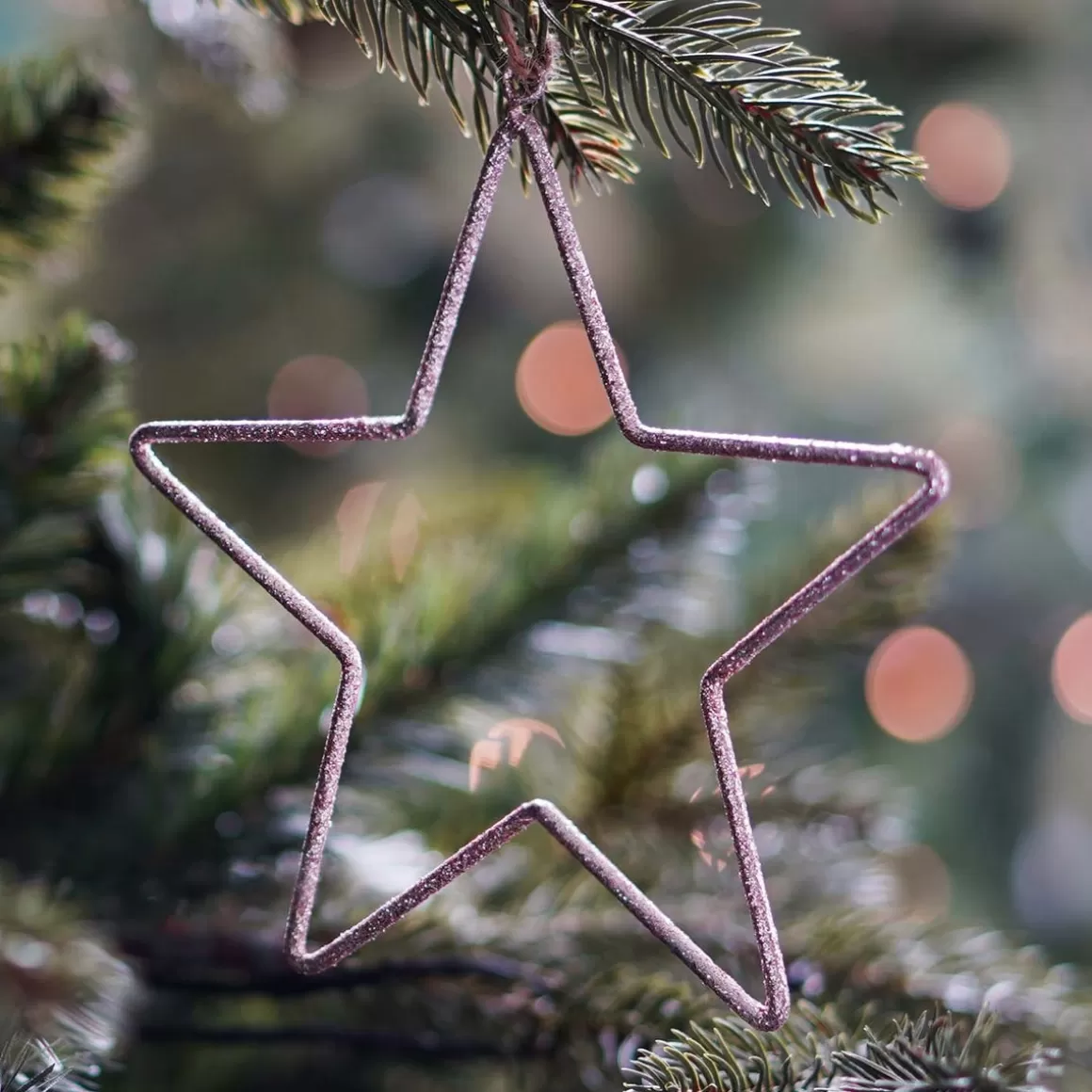 It's all about Christmas Christmas Ornaments-Christmas Ornament Metal Star With Beads | Pink | 14cm