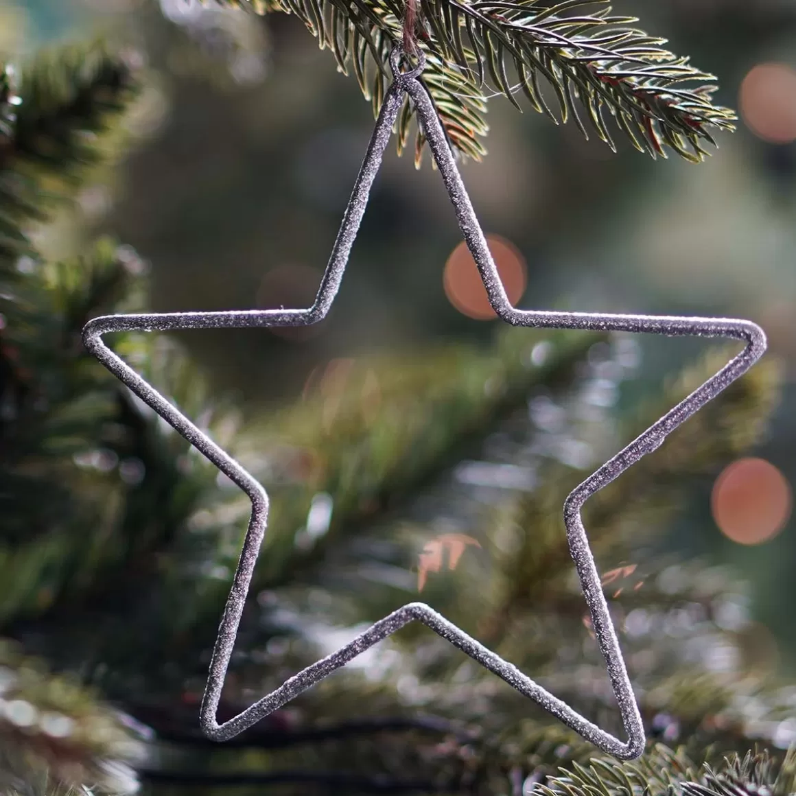 It's all about Christmas Christmas Ornaments-Christmas Ornament Metal Star With Beads | Silver | 14cm