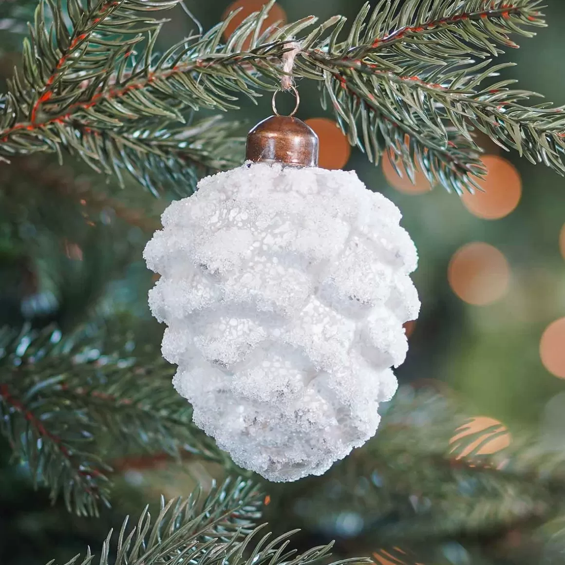 It's all about Christmas Christmas Ornaments | Christmas Baubles By Colour-Christmas Ornament Pine Cone | Antique Silver | Glass | 10 Cm
