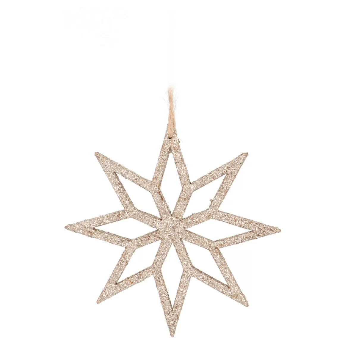 It's all about Christmas Christmas Ornaments-Christmas Ornament Wooden Star | Champagne | Glitter | 12 Cm