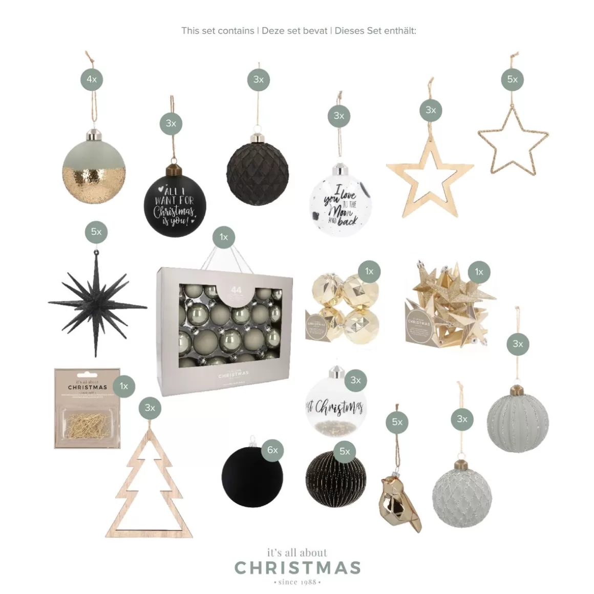 It's all about Christmas Christmas Tree Bundles-Christmas Tree Package 'Modern Elegance': Modern Ornaments And Luxurious Materials