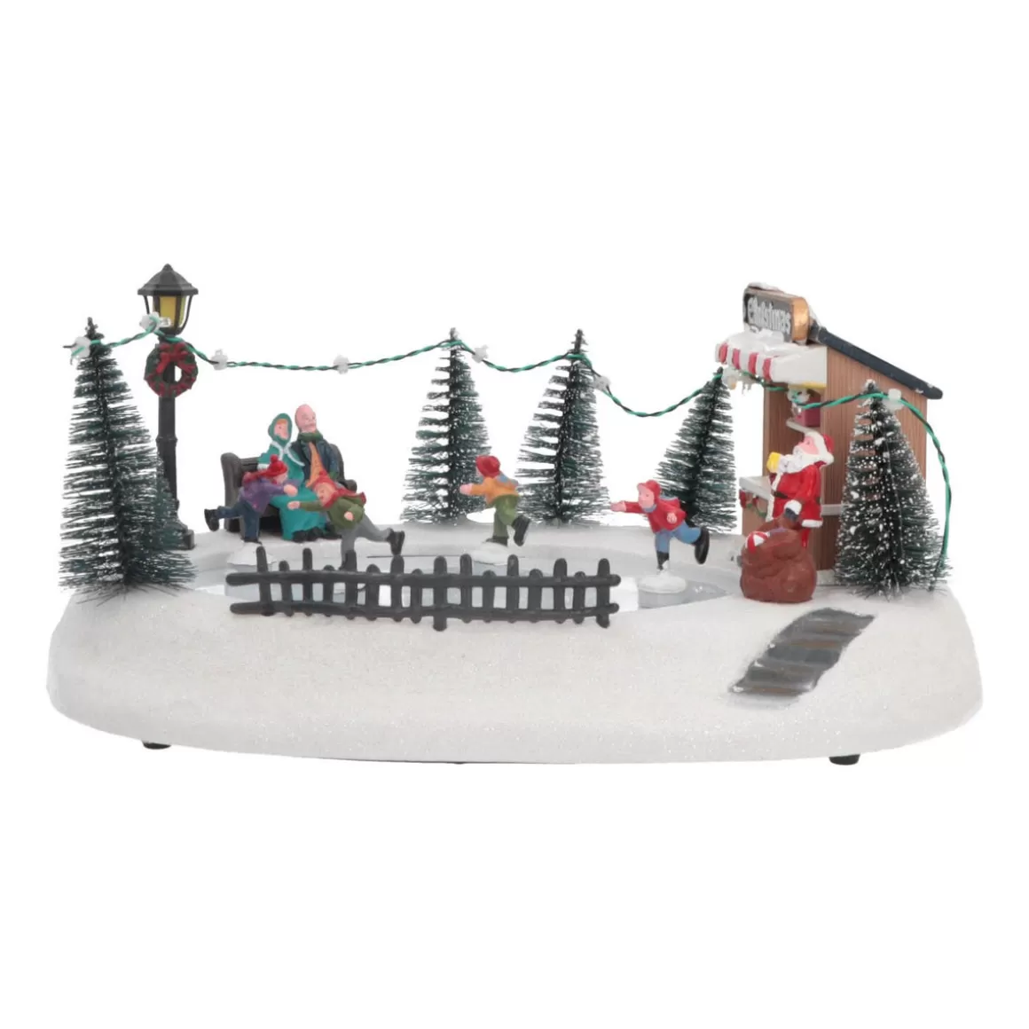 It's all about Christmas Christmas Houses In All Shapes And Sizes-Christmas Village Ice Rink | 4 Moving Skaters | LED Lighting | Music | 29cm Wide