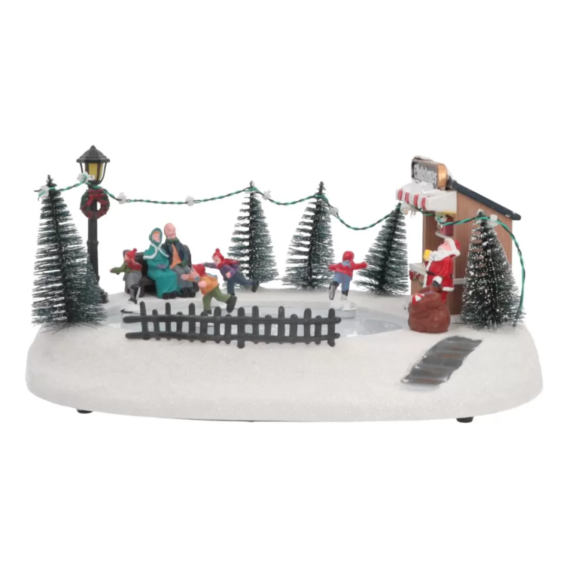 It's all about Christmas Christmas Houses In All Shapes And Sizes-Christmas Village Ice Rink | 4 Moving Skaters | LED Lighting | Music | 29cm Wide