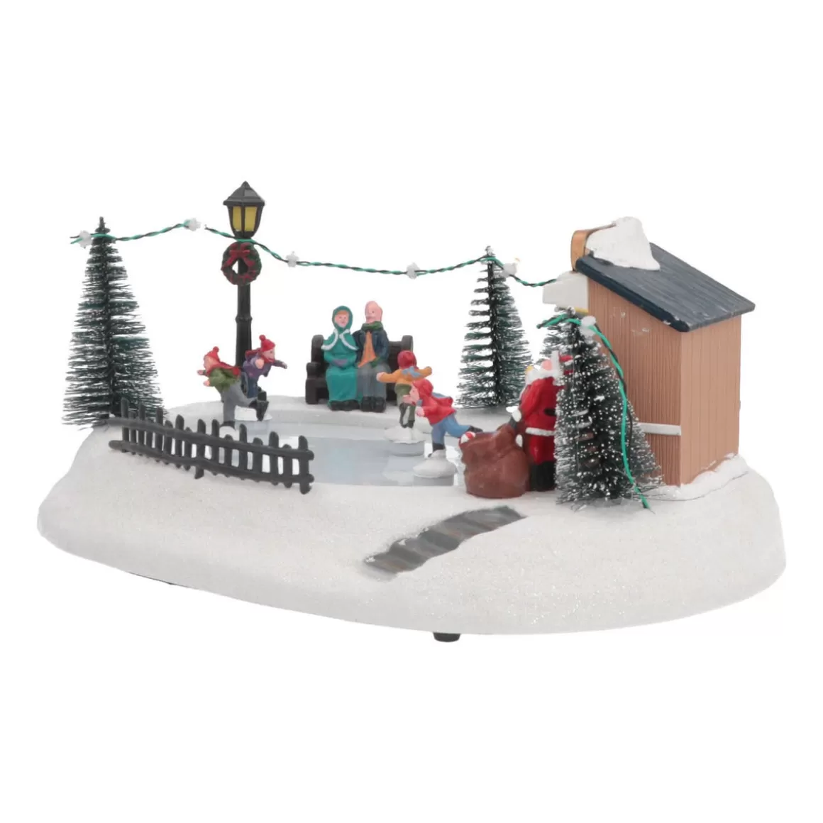 It's all about Christmas Christmas Houses In All Shapes And Sizes-Christmas Village Ice Rink | 4 Moving Skaters | LED Lighting | Music | 29cm Wide