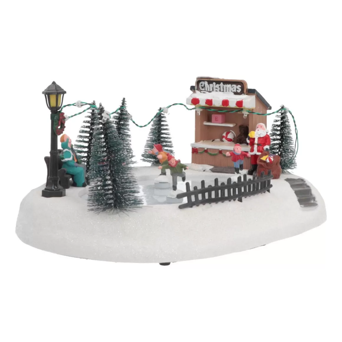It's all about Christmas Christmas Houses In All Shapes And Sizes-Christmas Village Ice Rink | 4 Moving Skaters | LED Lighting | Music | 29cm Wide