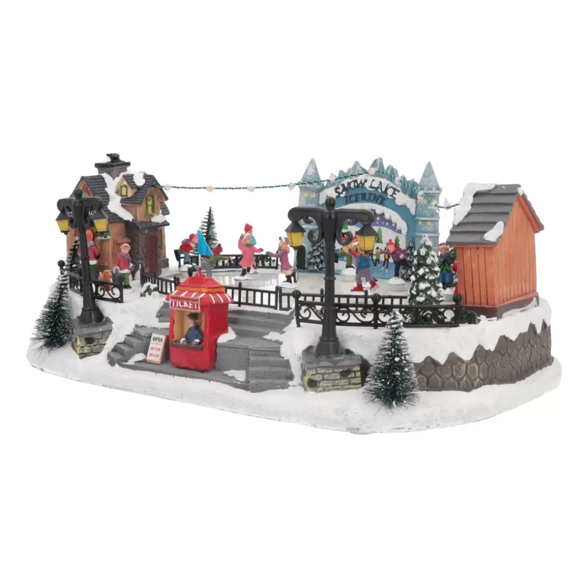 It's all about Christmas Christmas Houses In All Shapes And Sizes-Christmas Village Ice Rink | 8 Moving Skaters | LED Lighting | Music | 42cm Wide