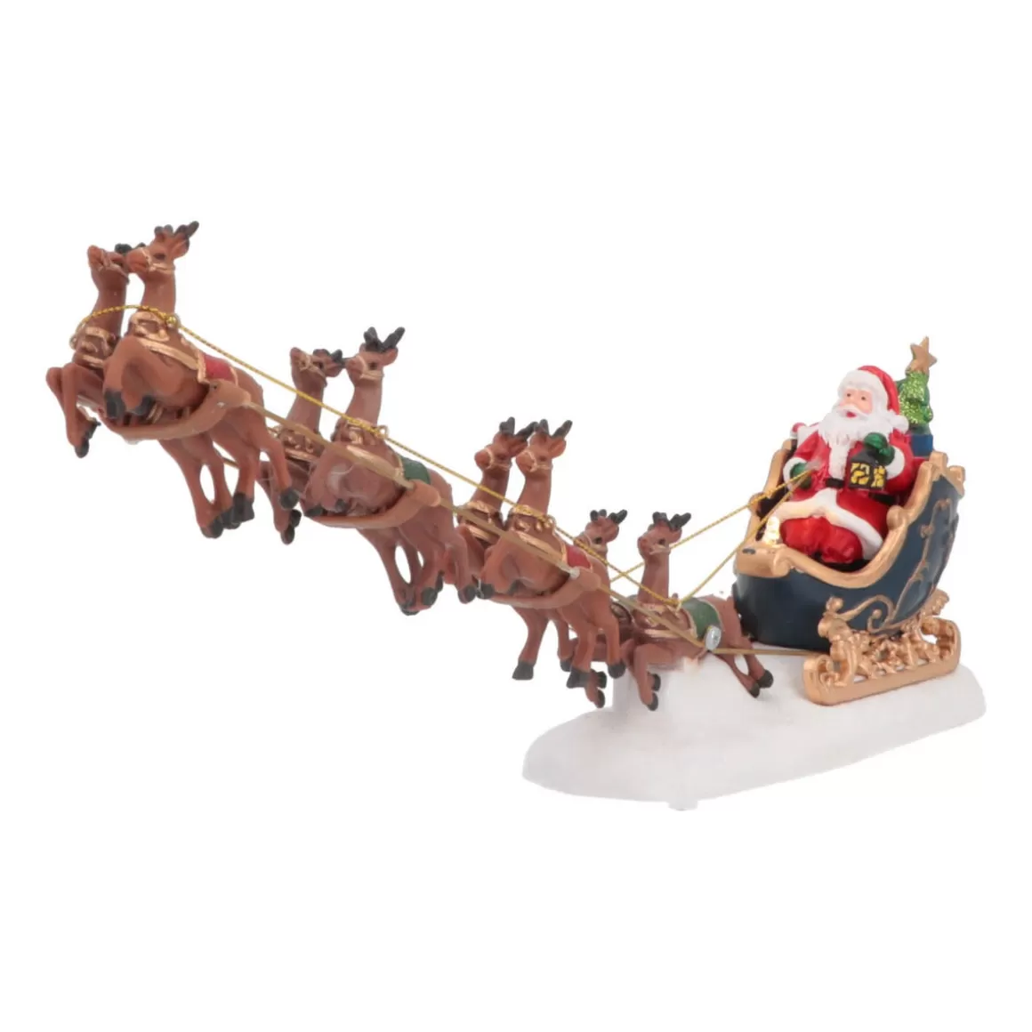 It's all about Christmas Christmas Houses In All Shapes And Sizes-Christmas Village Santa With Reindeer | LED Lighting | 36cm Long