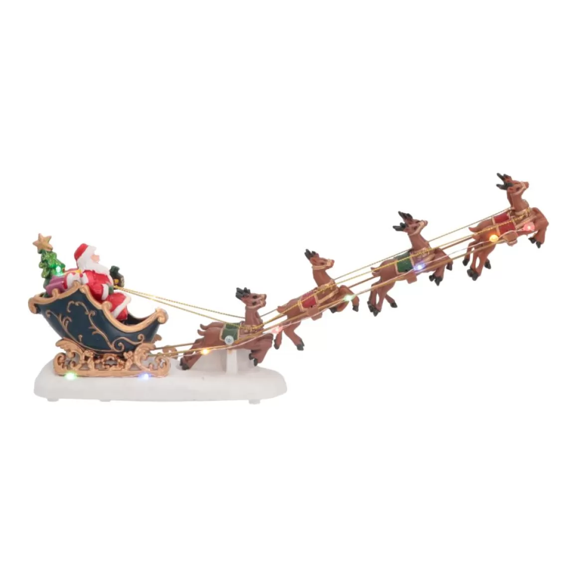 It's all about Christmas Christmas Houses In All Shapes And Sizes-Christmas Village Santa With Reindeer | LED Lighting | 36cm Long