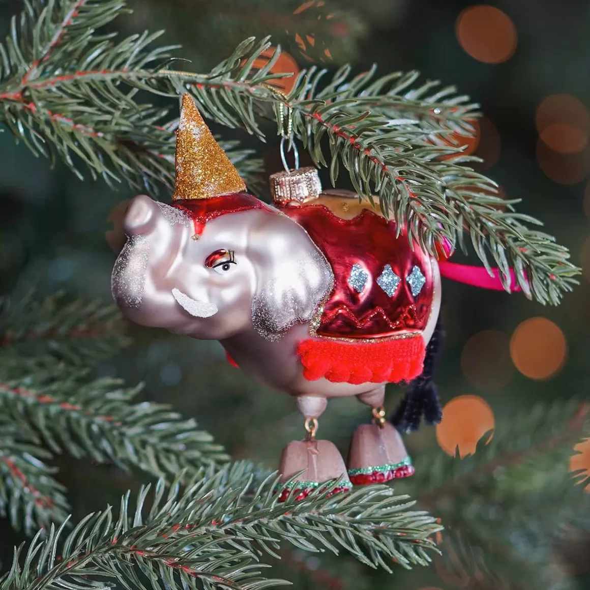 It's all about Christmas Christmas Ornaments-Circus Elephant Christmas Ornament | Glass | 11 Cm