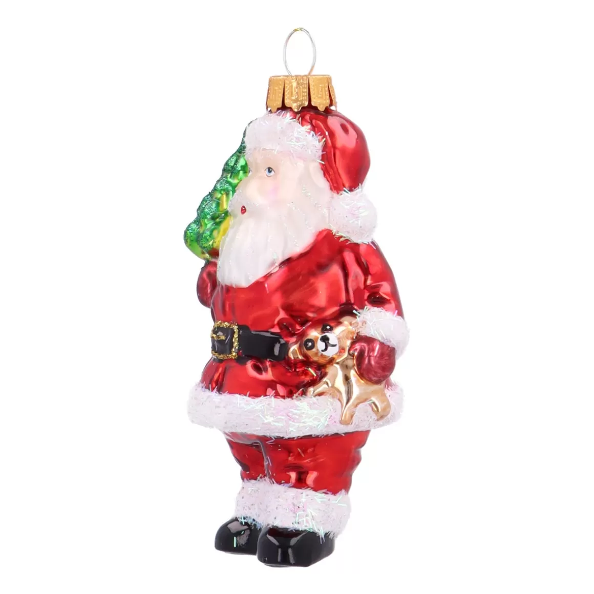 It's all about Christmas Christmastree Decorations Glass | Christmas Ornaments-Classic Glass Santa Ornament With Bell And Candy Cane