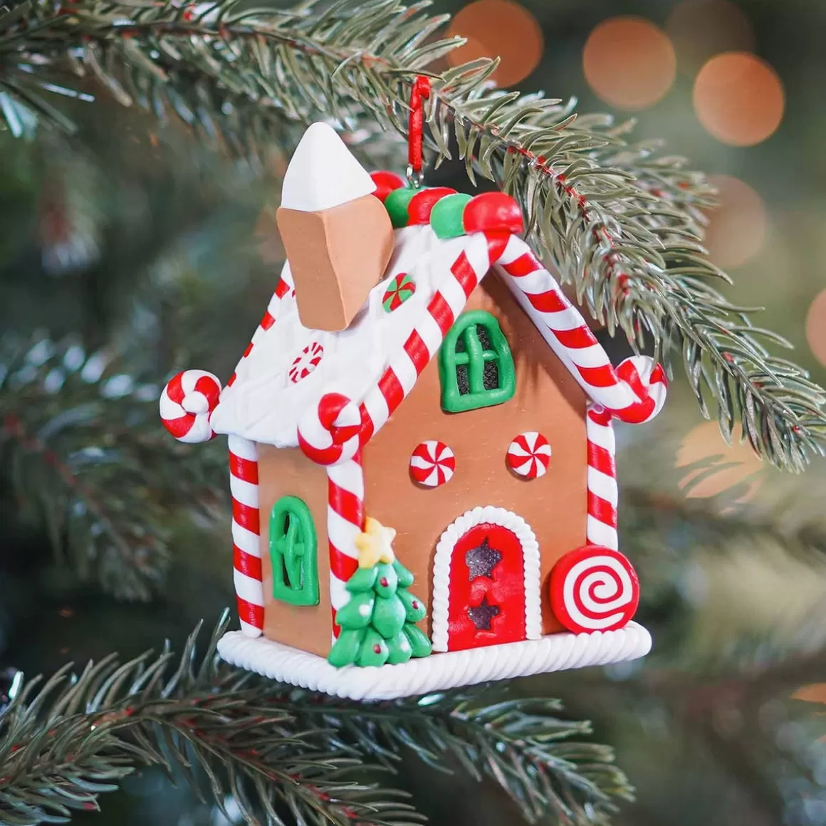 It's all about Christmas All Christmas Decorations | Christmas Ornaments-Clay Christmas Ornament Candy House | 11 Cm