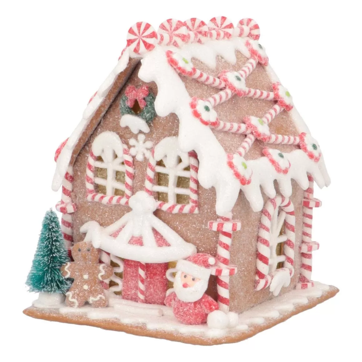 It's all about Christmas Christmas Houses In All Shapes And Sizes-Clay Gingerbread House With LED | Handmade | Batteries Incl. | 16 Cm