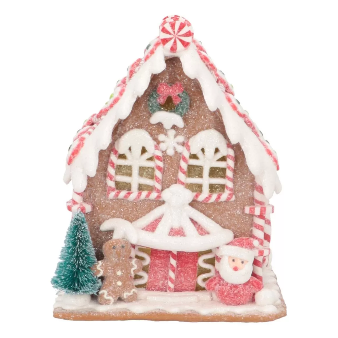 It's all about Christmas Christmas Houses In All Shapes And Sizes-Clay Gingerbread House With LED | Handmade | Batteries Incl. | 16 Cm