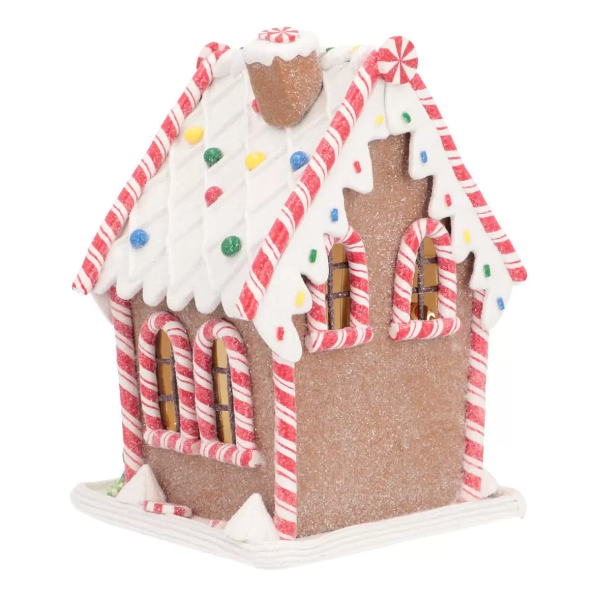 It's all about Christmas All Christmas Decorations | Light Up Christmas Decorations-Clay Gingerbread House With LED | Handmade | With Snowman | 17 Cm