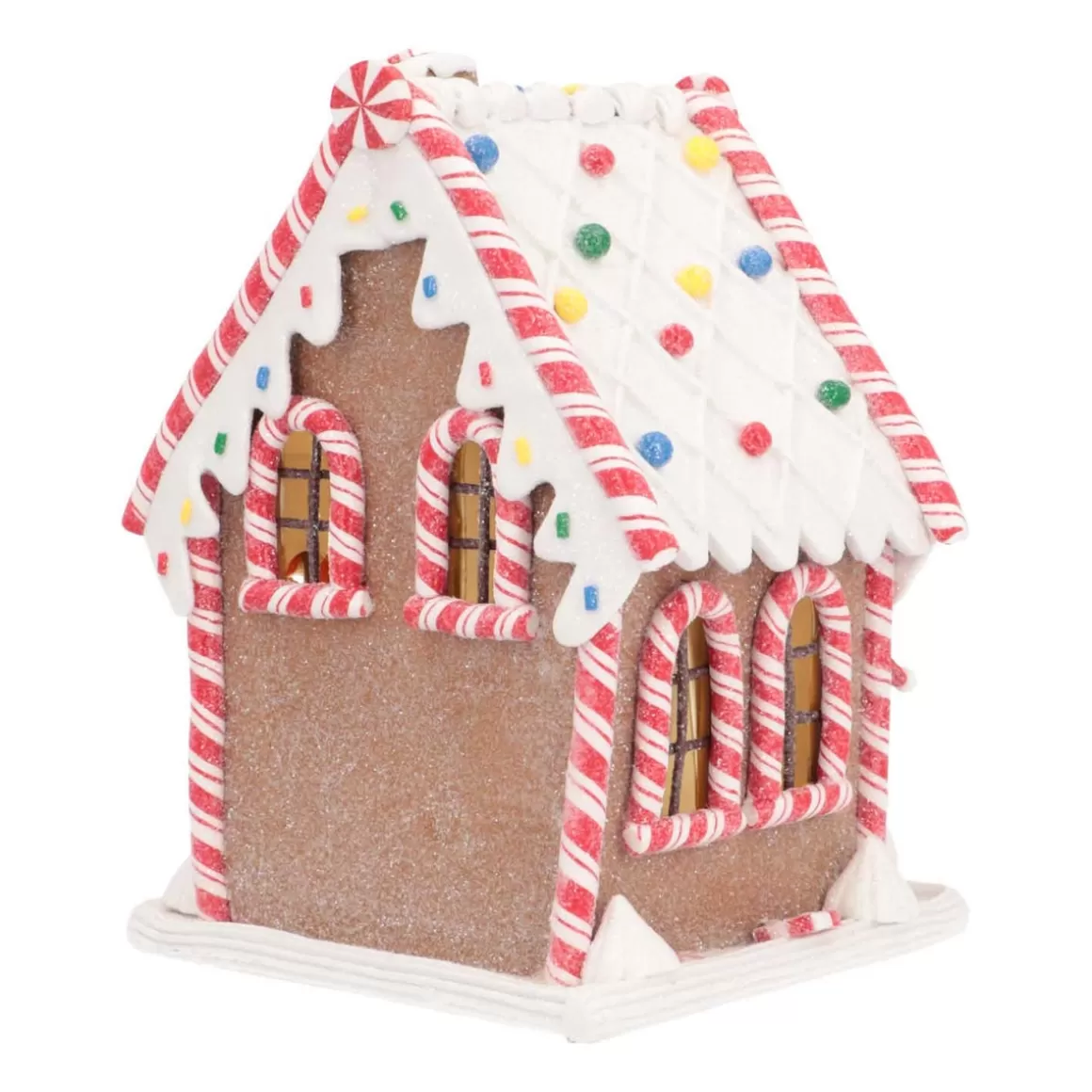 It's all about Christmas All Christmas Decorations | Light Up Christmas Decorations-Clay Gingerbread House With LED | Handmade | With Snowman | 17 Cm