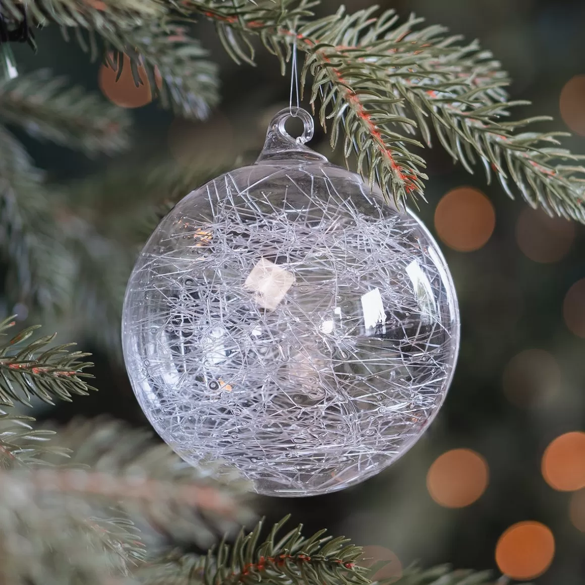 It's all about Christmas Christmas Baubles By Colour | Luxury Christmas Baubles-Clear Glass Bauble Filled With Fiber | 10 Cm