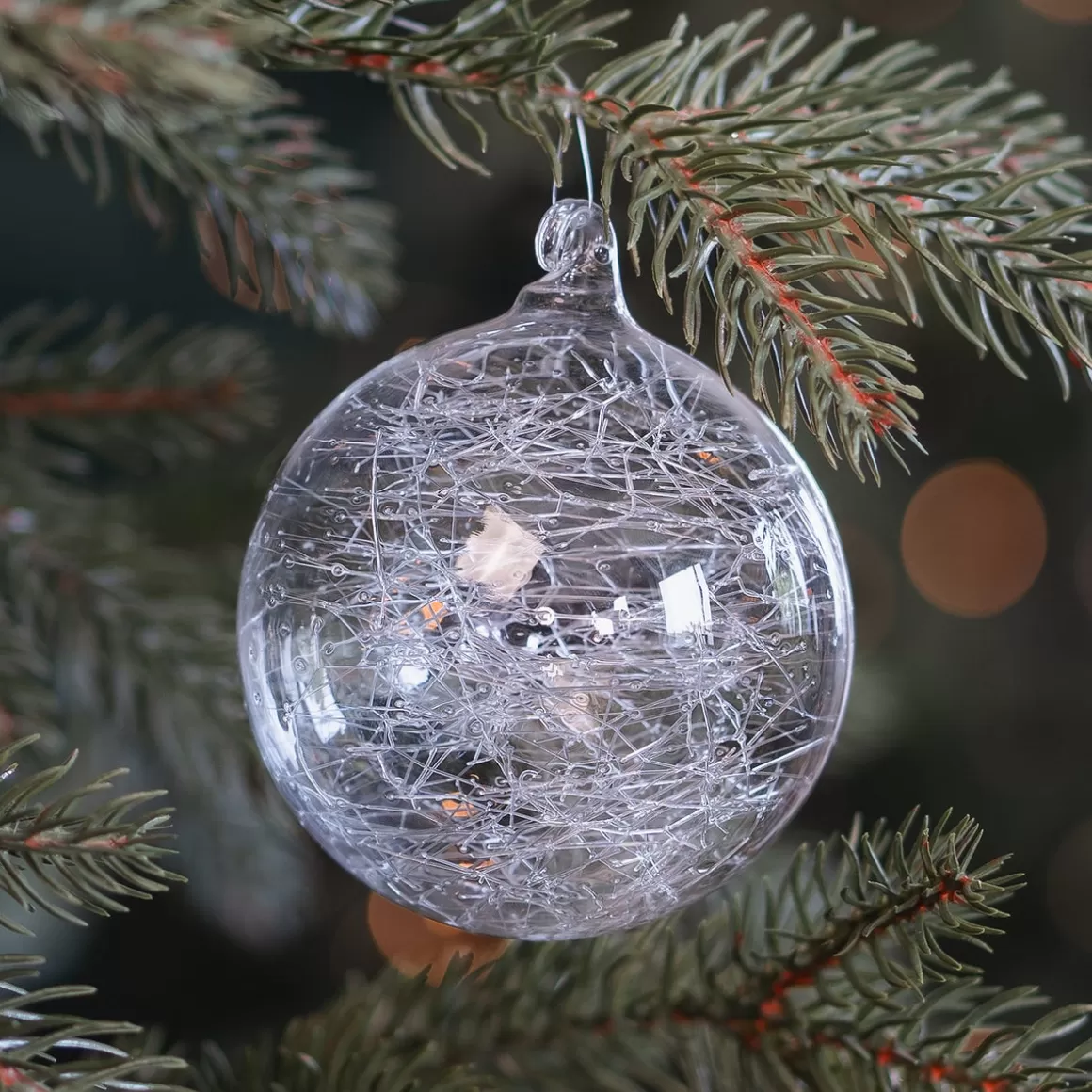 It's all about Christmas Extraordinary Baubles | Luxury Christmas Baubles-Clear Glass Bauble Filled With Fiber | 8 Cm