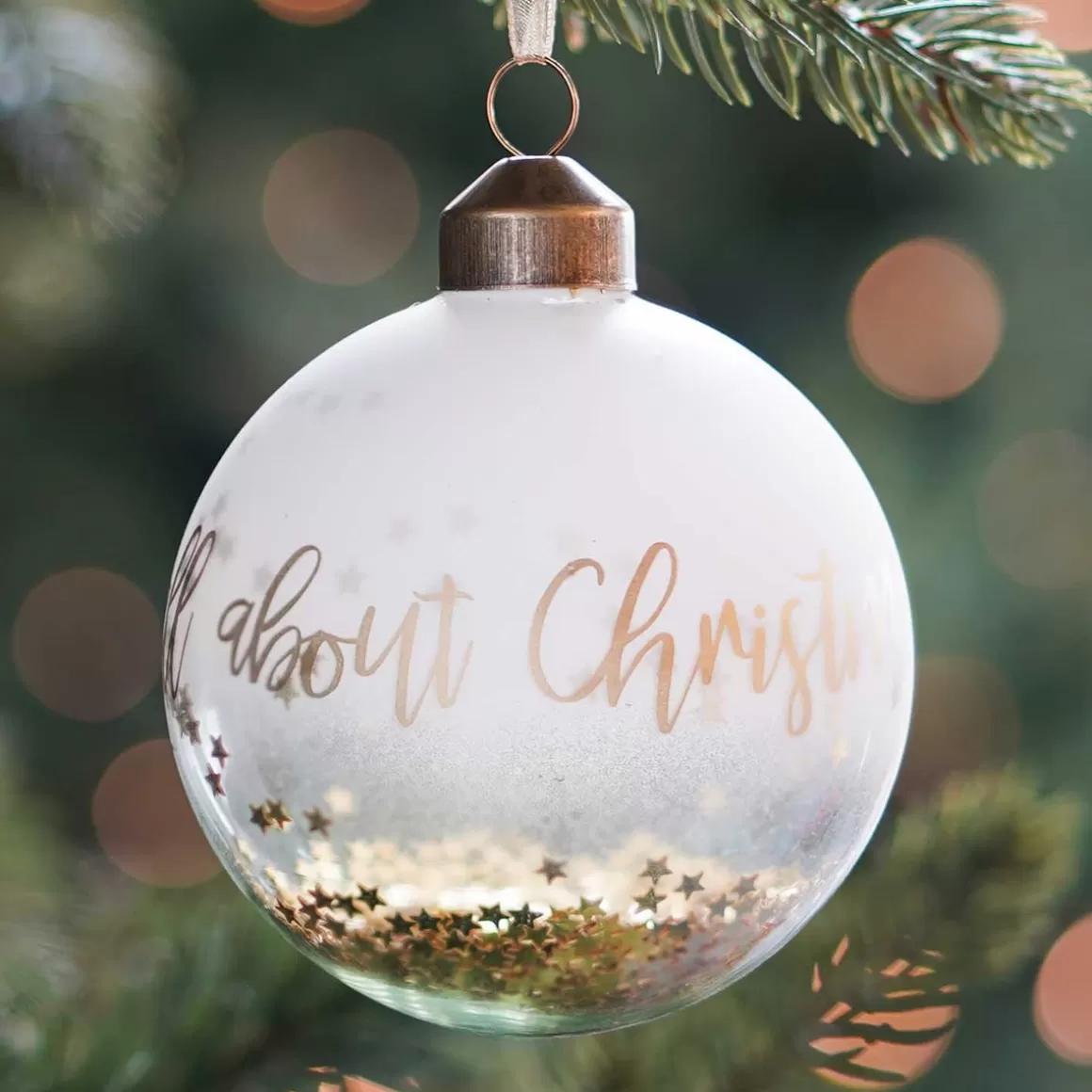 It's all about Christmas Christmas Baubles By Colour | Luxury Christmas Baubles-Clear Glass Bauble | White | 8 Cm