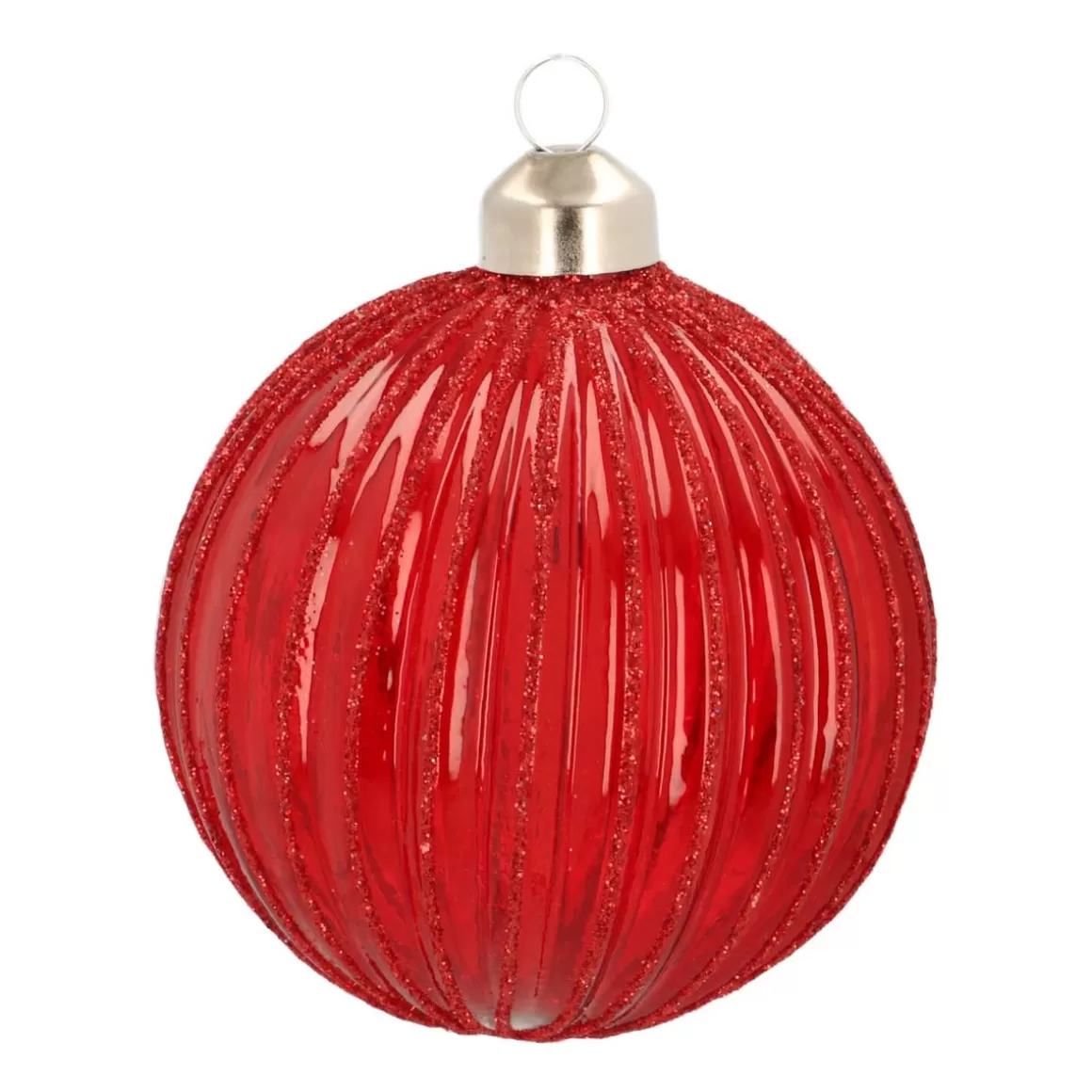 It's all about Christmas Christmas Baubles By Colour | Luxury Christmas Baubles-Clear Glass Bauble Lampion | Berry | 8 Cm