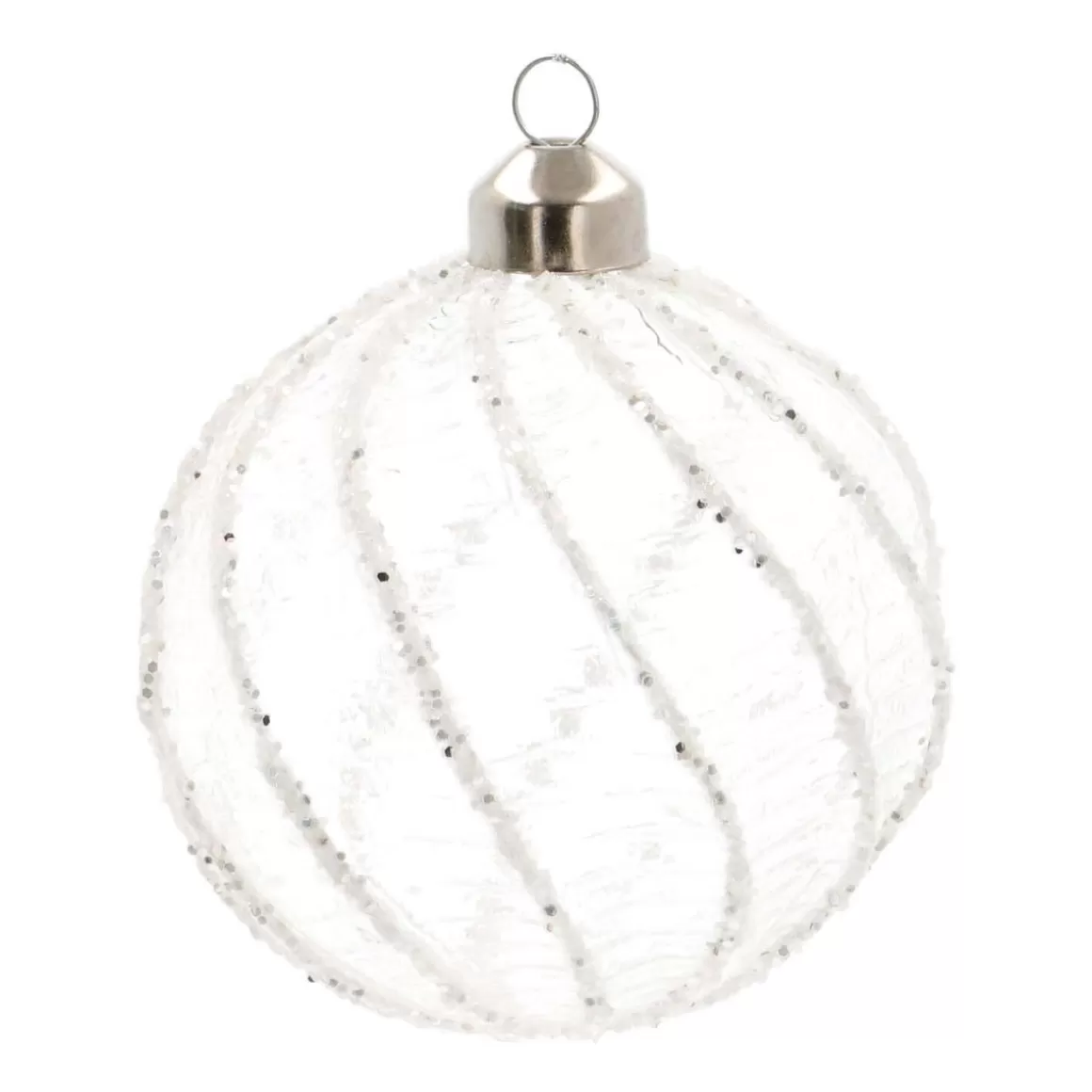 It's all about Christmas Christmas Baubles By Colour | Glass Christmas Baubles-Clear Glass Bauble Swirl | 8 Cm