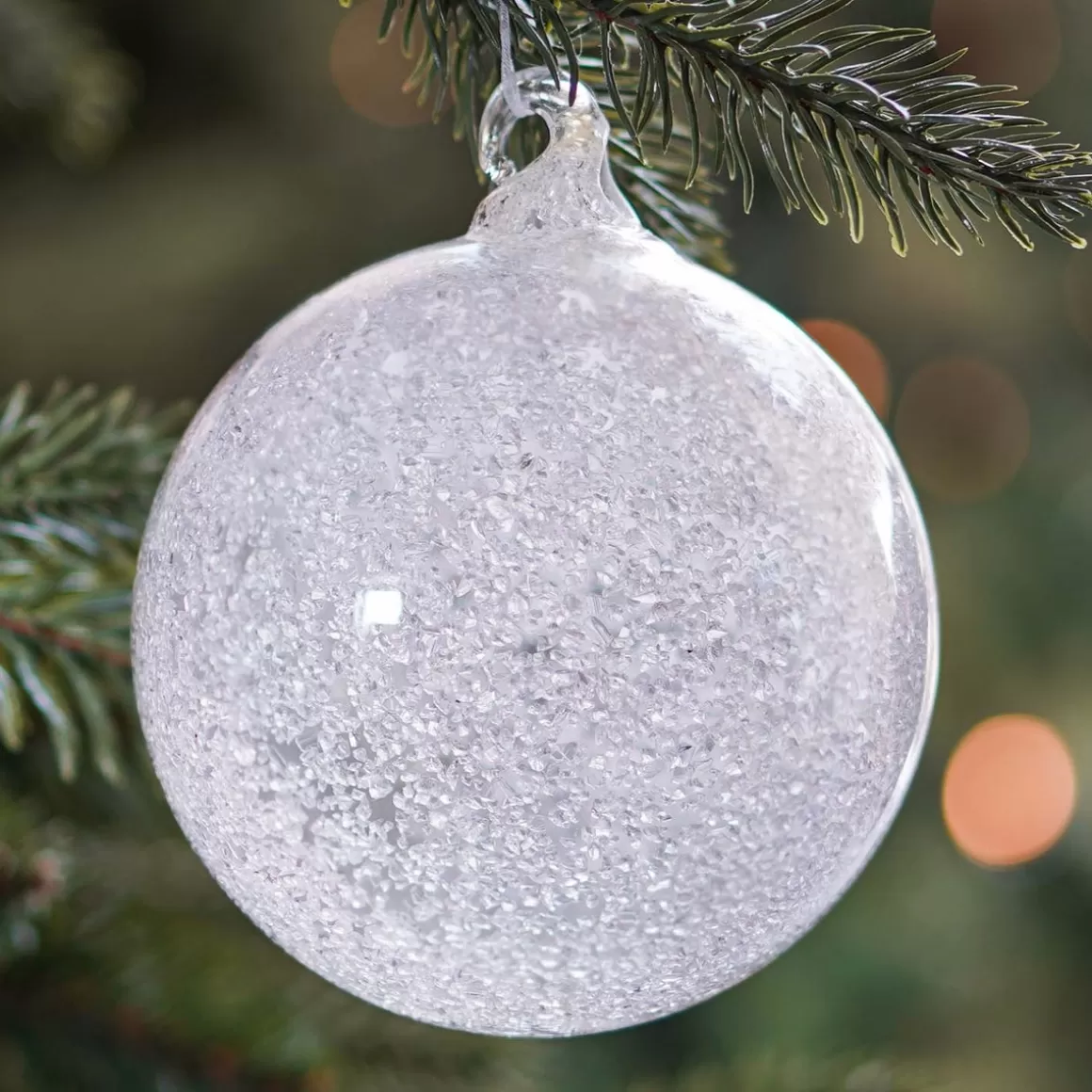 It's all about Christmas Christmas Baubles By Colour | Luxury Christmas Baubles-Clear Glass Bauble With Ice Finish | 10 Cm