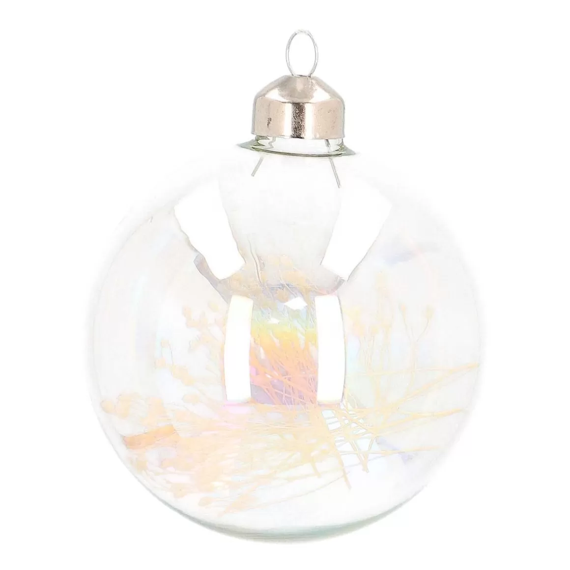 It's all about Christmas Christmas Baubles By Colour-Clear Glass Christmas Bauble With Dry Flowers 8cm