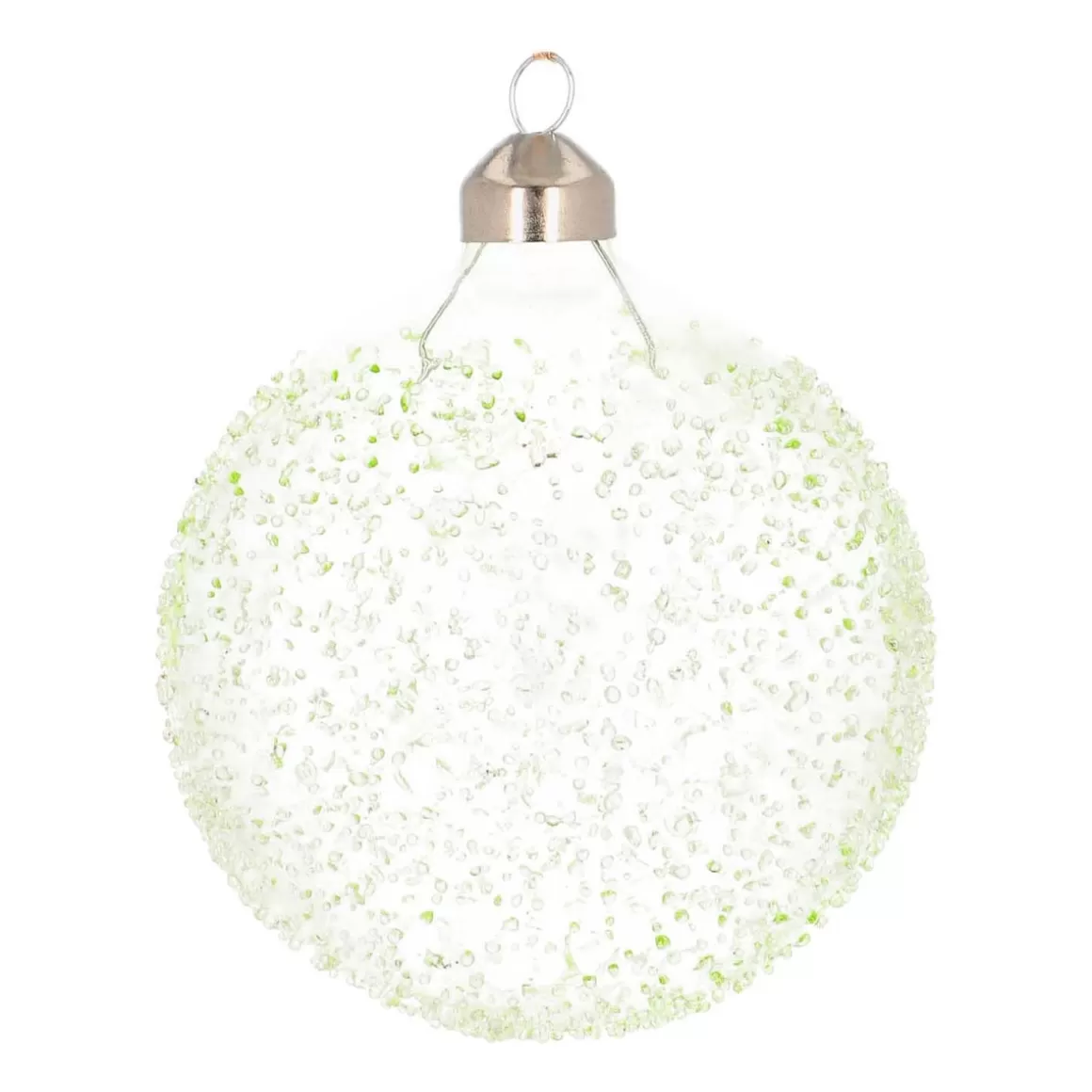 It's all about Christmas Christmas Baubles By Colour | Luxury Christmas Baubles-Clear Glass Christmas Baubles With Splinters 10cm Eucalyptus