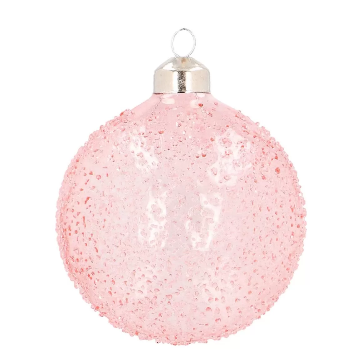 It's all about Christmas Christmas Baubles By Colour | Luxury Christmas Baubles-Clear Glass Christmas Baubles With Splinters 8cm Pink