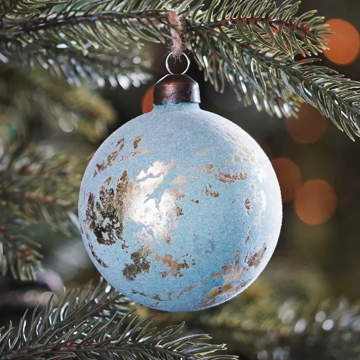 It's all about Christmas Christmas Baubles By Colour-Clear Glass Velvet Christmas Bauble 8cm Gold Grey