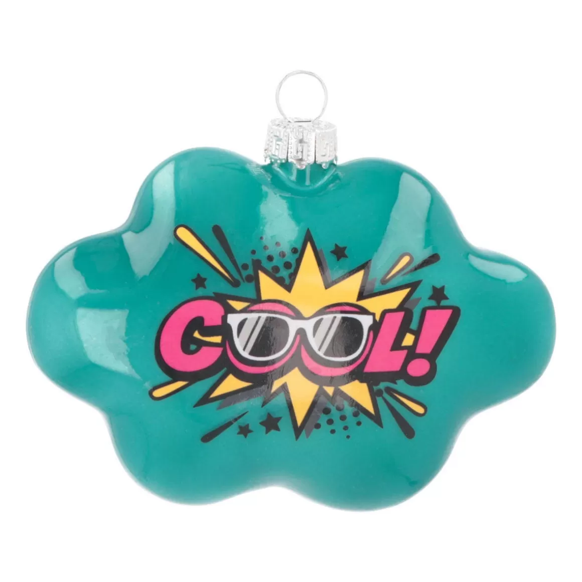 It's all about Christmas Christmas Ornaments-Cloud With Text Cool! Pop Art Ornament, Glass, Blue-Pink, 11cm/4.5in