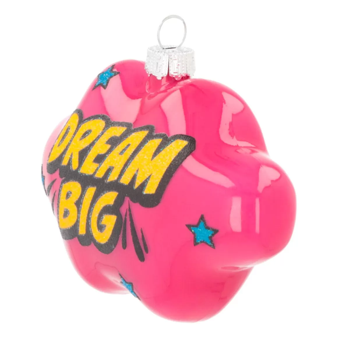 It's all about Christmas Christmas Ornaments-Cloud With Text Dream Big Pop Art Ornament, Glass, Pink-Yellow, 11cm/4.5in