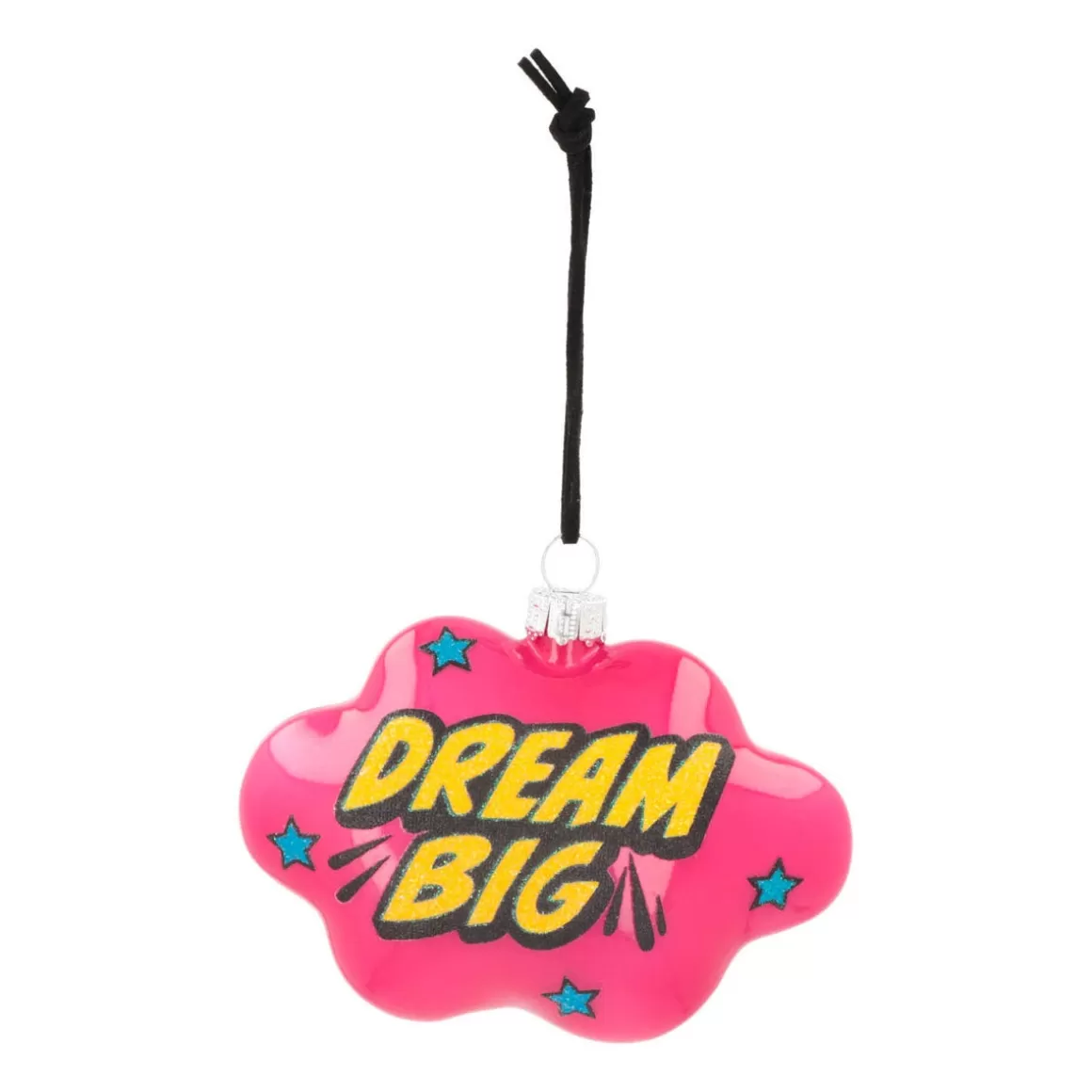 It's all about Christmas Christmas Ornaments-Cloud With Text Dream Big Pop Art Ornament, Glass, Pink-Yellow, 11cm/4.5in