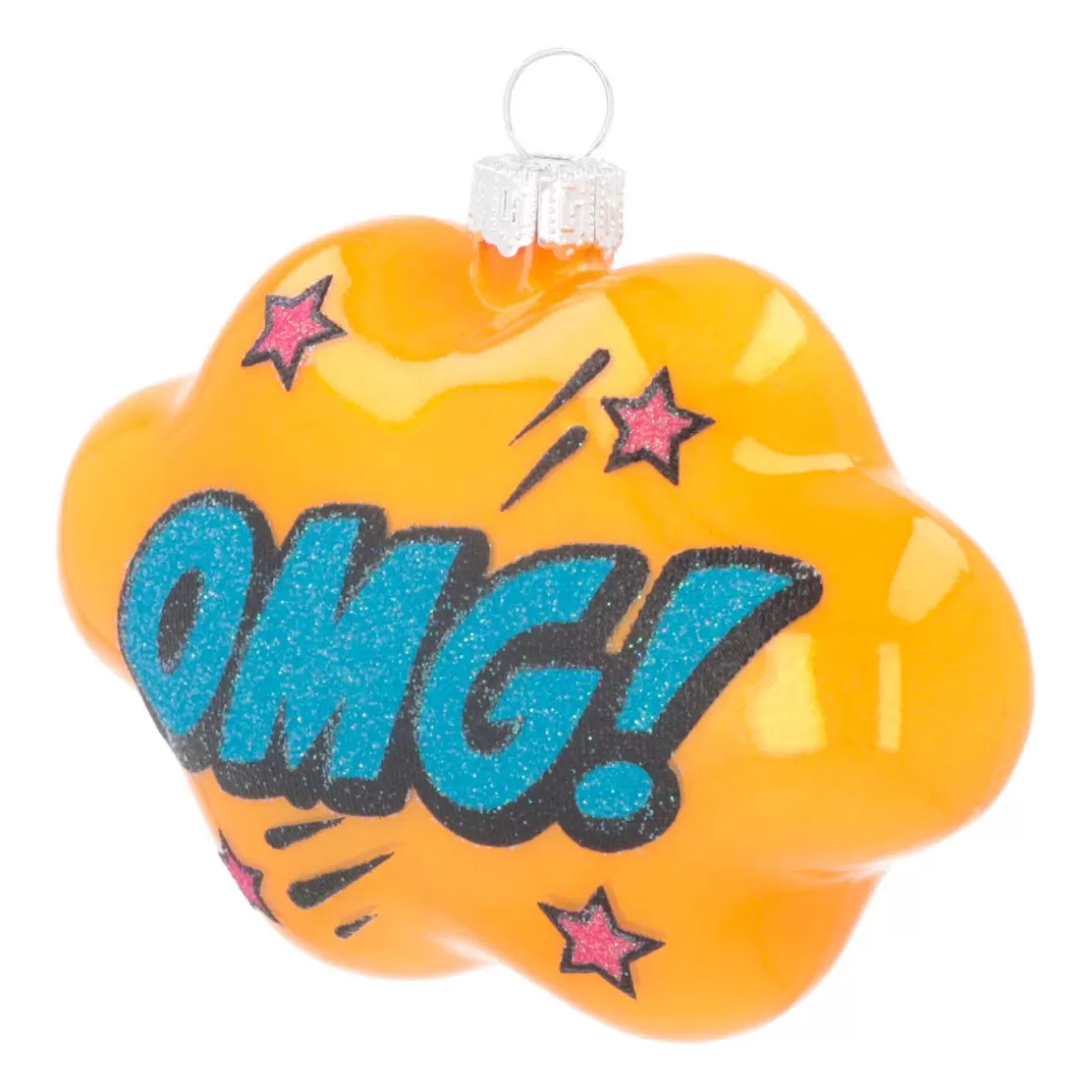 It's all about Christmas Christmas Ornaments-Cloud With Text OMG! Pop Art Ornament, Glass, Yellow-Blue, 11cm/4.5in