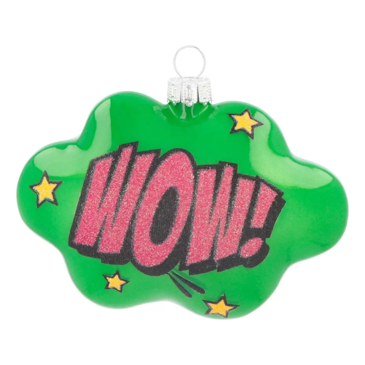 It's all about Christmas Christmas Ornaments-Cloud With Text Wow! Pop Art Ornament, Glass, Green-Pink, 11cm/4.5in