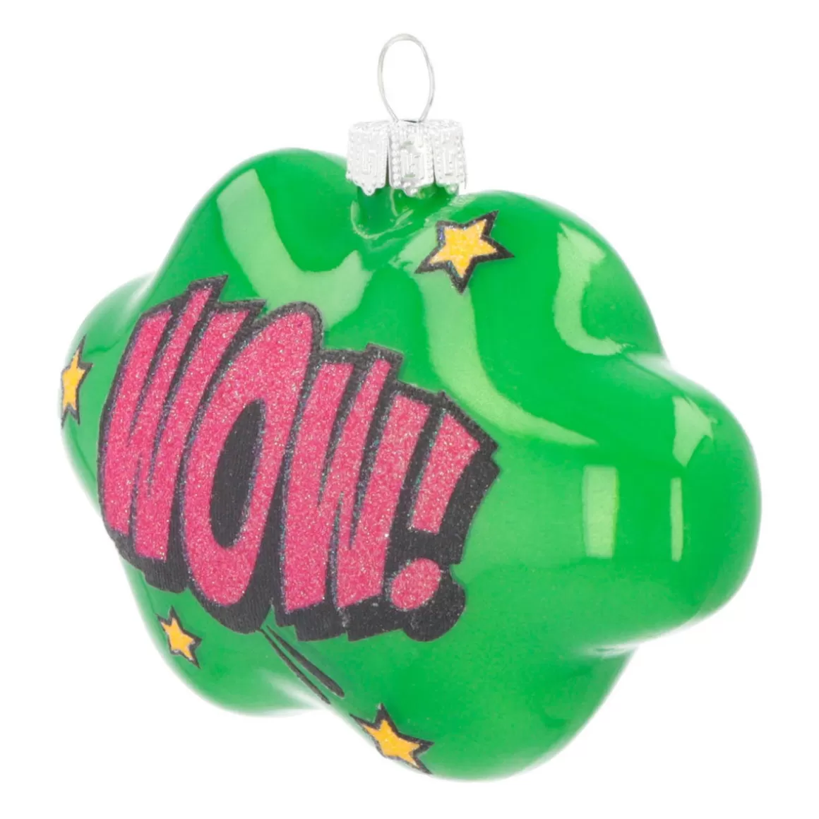 It's all about Christmas Christmas Ornaments-Cloud With Text Wow! Pop Art Ornament, Glass, Green-Pink, 11cm/4.5in
