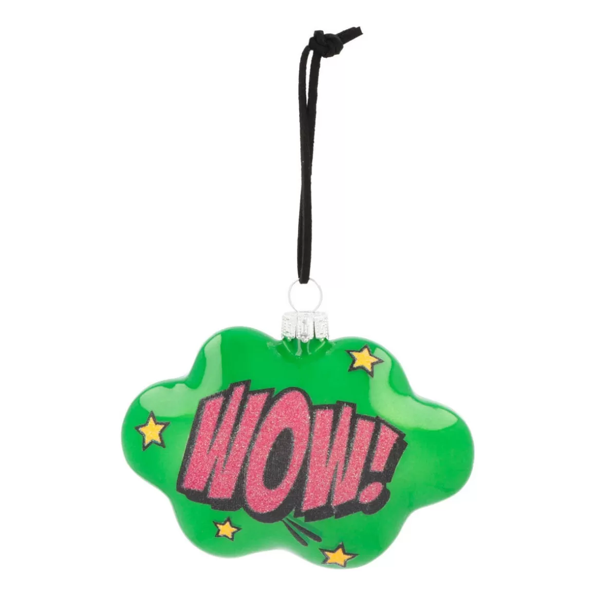 It's all about Christmas Christmas Ornaments-Cloud With Text Wow! Pop Art Ornament, Glass, Green-Pink, 11cm/4.5in