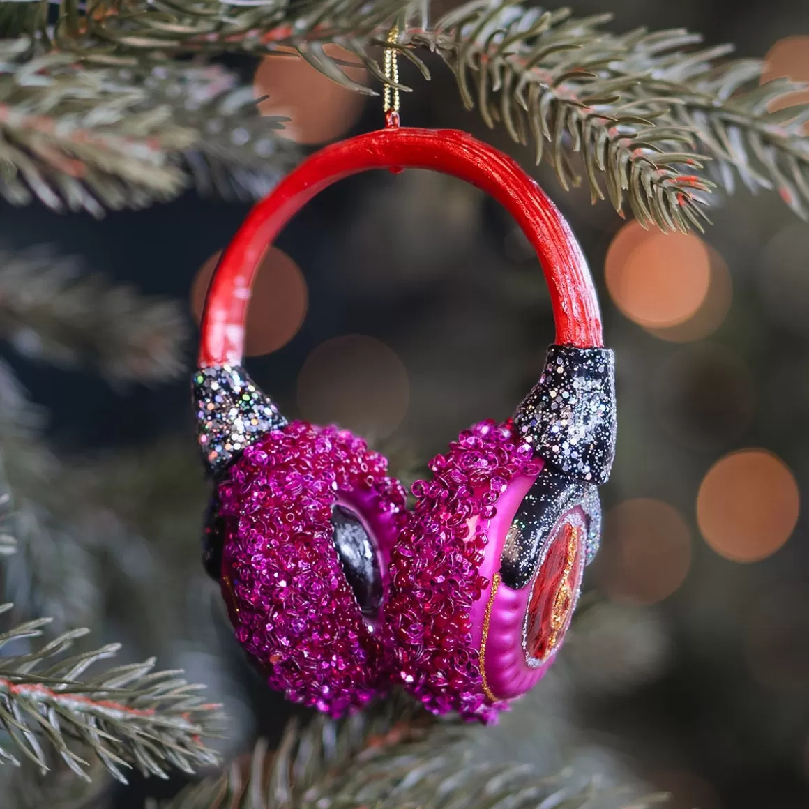 It's all about Christmas Christmastree Decorations Glass | Christmas Ornaments-Colorful Headphone Ornament For A Musical Christmas