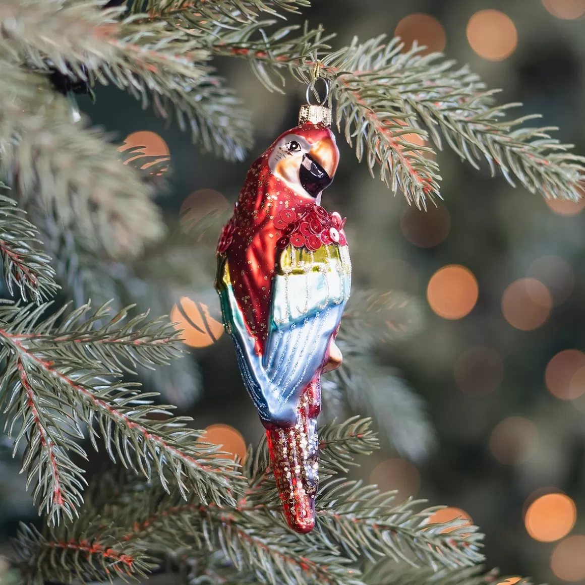 It's all about Christmas Christmastree Decorations Glass | Christmas Ornaments-Colorful Parrot Ornament For A Playful Tree